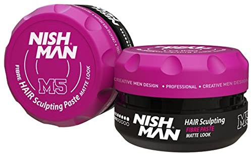 NISHMAN M5 Hair Sculpting Paste Wax - Fibre Paste Matte Look 100g - Matte Finish, Ultra Strong Hold, Adds Volume to Hair