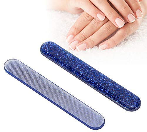 Set di 2 Lime per Unghie in Vetro di Cristallo, Lima per Unghie Professionale in Vetro Nano, Lima per Unghie in Vetro Portatile, Lima per Lucidare le Unghie, Lime per Unghie e Tampone, Lima (blu)