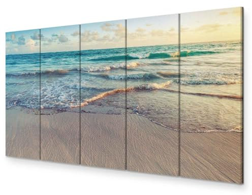 murando - Akustikbild Strand Meer 5 tlg - Bilder Akustikschaum Schallschutz Wand Deko Kunst Akustikpaneele Wandpaneele Schalldämmung Wandbild Schallabsorber Akustikplatten Landschaft c-B-0358-b-m