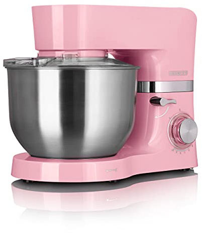 HEINRICHS Robot de cocina, amasadora, amasadora, 1300 W, dispositivo de cocina, batidora, gancho para amasar, batidor, protección contra salpicaduras, 10 velocidades ajustables, XL, 6,5 l