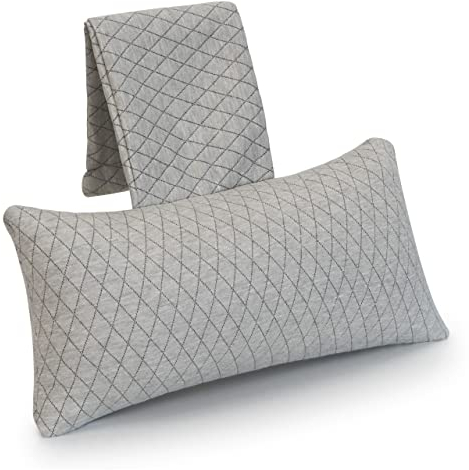 Nackenrolle, Kopfkissen, Nackenstütze für Keilkissen, Stuhl, Sessel, Sofa, Bett, Bürostuhl, Füllung aus dichtem Schaumstoff, waschbarer Bezug, Grau