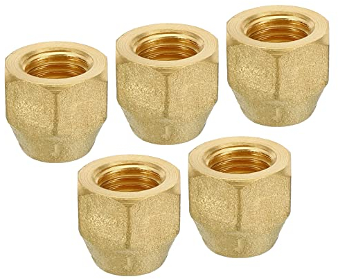 sourcing map Laiton Flare Bouchon, 1/4 Flare Femelle Flare Tube Raccord Écrou Connecteur Adaptateur pour HVAC Climatisateur, Paquet de 5