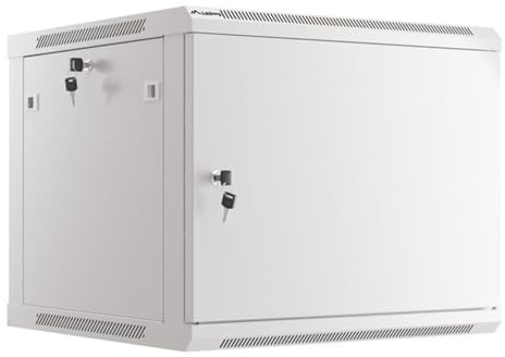 Lanberg Armario Rack de 19 Pulgadas, Montaje en Pared, 9U/600 x 600, para Montaje en casa, con Puerta de Metal, Color Gris