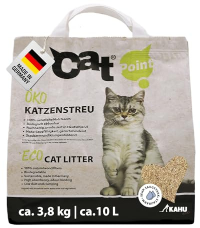 KAHU ECO 100 % naturlig kattsand • Klumpströ • Naturströ • Ekologiskt trägranulatströ • 100 % komposterbar och biologiskt nedbrytbar • 3,8 kg (10 L)