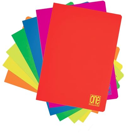 Blasetti - 10 maxi One Color FLUO Jolly Page. 80 gr-papper, 80 fasader + uppslag, neonomslag med matt plastering, paket med blandade färger - 0Q-rutor