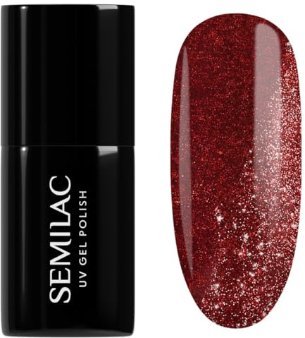 SEMILAC Gel Nail Polish 396 Flash And Blush - Full Coverage Flash Effect Gel Polish - Soak Off Easy To Use LED/UV Nail Lamp - Long Lasting Manicure and Pedicure up to 3 weeks