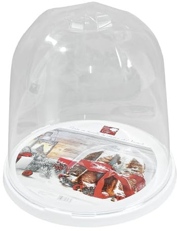 Generico Porta Panettone - Porta Pandoro - Contenitore in Plastica con Coperchio Trasparente - Campana Alta - Colore Base Bianco - Misure Diametro 27 cm Altezza 26 cm - Made in Italy