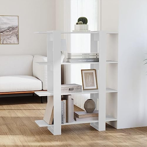 CKioict Vitrine d'angle moderne sur pied, meuble de salon, bibliothèque, séparateur de pièce, blanc, 100 x 30 x 123,5 cm, pour salon, chambre à coucher, bureau