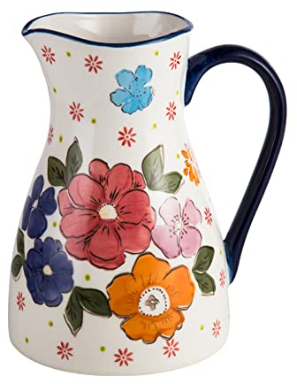 JTBDWOSK Keramik Krug Vase Vintage Zitrone Antik Französisch Geprägt Keramik Blumenvase Herz Krug,Multi Colored