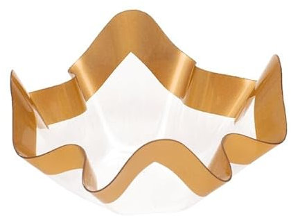 Dream' s Party Contenitore Grande in PET ORO - Ciotola COPPA in plastica TRASPARENTE con bordo ORO - per caramelle, marshmallow, dolci, confetti ecc. - Addobbo, decorazione tavola torta, buffet ecc.