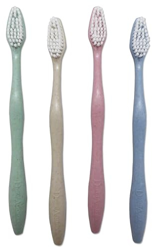 Adult Toothbrushes x 4 ~ Family Bulk Pack 4 Pastel Colours ~ Medium Bristles