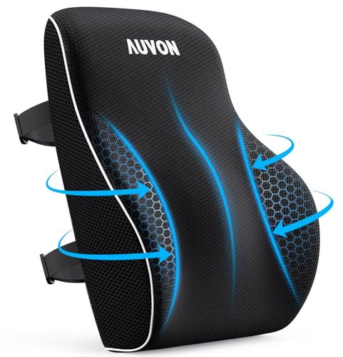AUVON Lendenwirbelkissen Lordosenstütze Auto Stuhl Bürostuhl, Lendenkissen patentierte Wulst zur gezielte Unterstützung des unteren Rückens & Verbesserung der Körperhaltung, Memory-Schaum Rückenkissen