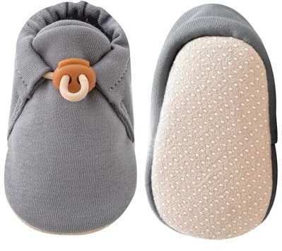 KARUNEL Baby Booties Newborn Infant Shoes Cozy Soft Warm Cotton Boots for Boys Girls Grey 6-12 Months
