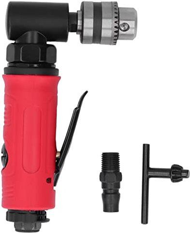 FLEXMAN Elbow Air Drill, Mini 1/4in Zinc Alloy 90° Elbow Pneumatic Dril, Integral Safety Lock, Air Right Angle Drilling Machine for Tight Area, High Speed Grinding