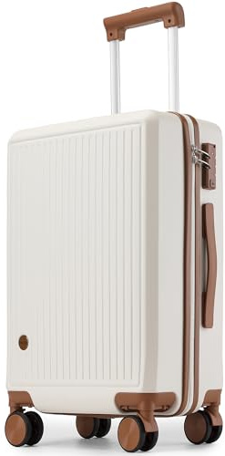 Hulsin Carry on Luggage with Spinner Wheels, 22x14x9 Airline Approved Carry-on Suitcase, Small Hardside Luggage with TSA Lock,Hard Shell Suitcase,Hard Case for Travel (White, 20-Inch)
