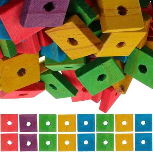 Yardwe 100 Pcs Bird Toy Blocks Wooden Parrot Chewing Toys Diy Parrot Wood Pieces for Bird Tearing and Toy Making