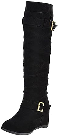 Bottines pour femme avec talon compensé - Bottes longues en caoutchouc pour femme - Bottines avec talon pour femme - Bottines élégantes, Noir , 39 EU