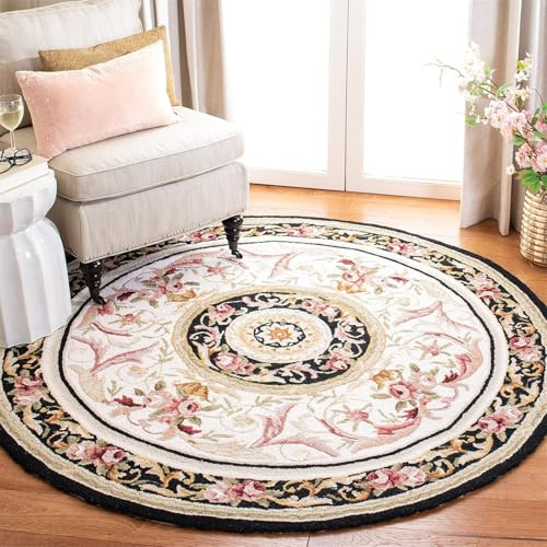 Highdi retrò Fiori Tappeto Rotondo Salotto Cameretta Moderno Tappeti Soggiorno Pelo Corto Tappeto Morbido Antiscivolo Tappeti Classico per Bambini Cucina Balcone Tappet Home Decor (Rosa,100cm)