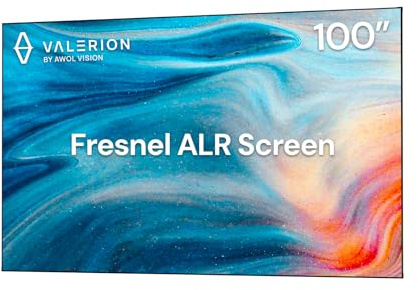 Valerion 100-inch Fresnel ALR Projector Screen, 16:9 Fixed Frame, Daylight Viewing, 1.8 Gain, 85% Ambient Light Rejection (Ceiling & Side), Compatible with Long Throw Projectors