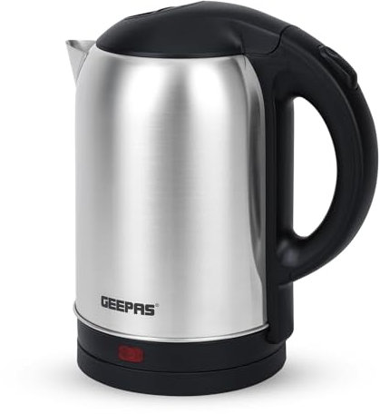GEEPAS Electric Kettle | 1.8L Cordless Stainless Steel Jug Kettle with LED Indicator for Hot Water Tea Coffee | Boil Dry Protection Auto Shut Off Water Gauge | Swivel Base with Auto Lid Open | 1800W