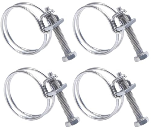 WUSJCOF 4 Pezzi Fascette Doppio Filo per Tubi W1 Acciaio Zincato (Diametro di Serraggio 40-45mm, Diametro Filo 2mm)