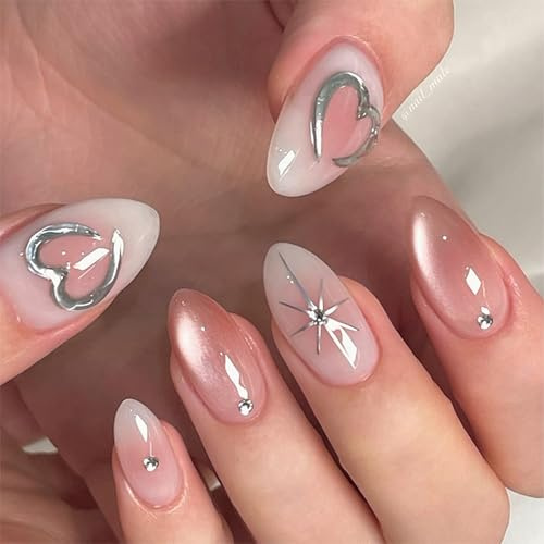 Nymora 24 Unghie Press on Corte, Unghie Artificiali a Forma di Mandorla Marrone da Incollare con Colla per Unghie e Lime, Unghie Finte Lucide per Donne e Ragazze