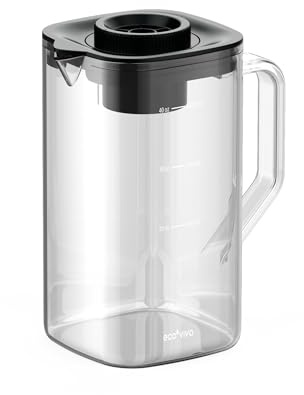 Ecoviva Mate 5 Glass Water Filter Pitcher, 40 oz Glass Carafe Replacement