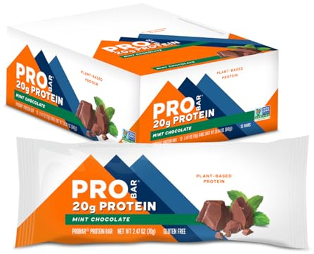 PROBAR - PROTEIN Bar, Mint Chocolate, Non-GMO, Gluten-Free, Healthy, Plant-Based, Whole-Food Ingredients, Natural Energy (12 Count)