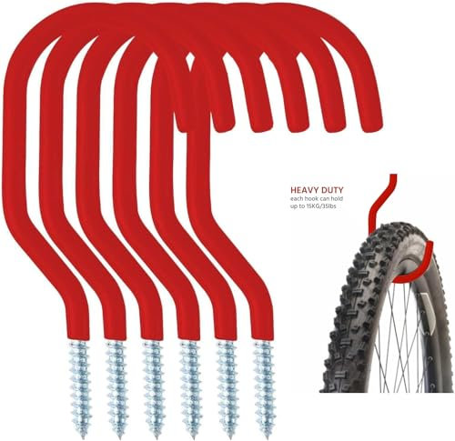 Hyfive 6 Pack Garage Hooks/Bike Hooks Heavy Duty for Hanging up to 15KG, Wall Ceiling Mounted Garden Shed and Garage Hanging Storage Bike Hook, Ladder Hooks, Hand Tool Power Tool Storage Heavy Duty