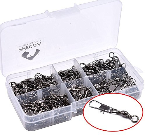 200 Pcs Emerillons Baril/ Barrel à Agraphe Interlock à Connecter Ligne et Hameçon de Pêch Taille 2# 4# 6# 8# 10# Fishing Swivels and Snaps (200pcs Émerillons et Agrafe Set)