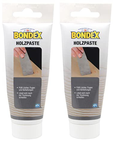 Bondex Holzpaste Holzkitt Reparaturpaste zum ausbessern von Risse Löcher Kratzer Laminat Parkett Möbel und Holz 2x 120g (kiefer)