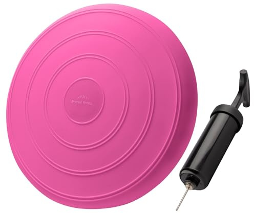 EVEREST FITNESS Coussin gonflable - Diamètre : 33 cm - Avec pompe à air - Coussin d'équilibre - Coussin d'entraînement, coussin d'assise et de dossier