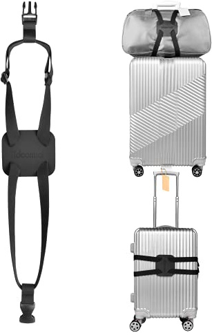 Add-a-Bag Luggage Straps - Elastic Suitcase Bungees with Buckles (Black)