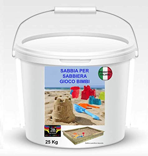 Sabbia per Bambini 25 kg. In pratico secchio Colore Bianco Caraibico Ideale Anche per ACQUARI E Animali