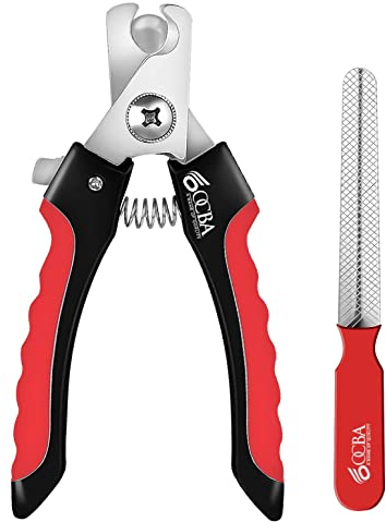 OCBA Hunde-Nagelknipser & Profi Krallenschere für Hunde und Katzen mit Nagelfeile Edelstahl Krallenschneider Tiernagelknipser mit Nagelfeile für kleine, mittlere und große Rassen