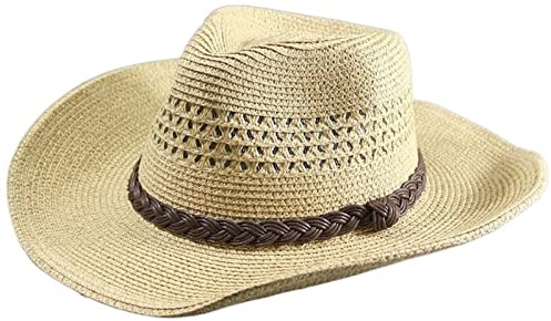 MCHDMI Sombrero Paja Hombre, Ala Ancha y Plegable para Viajes - Talla Grande