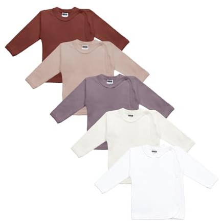 MEA BABY Unisex Baby Wickelshirt Wickeljacke Langarm, 100% Baumwolle im 5er Pack. Wickelshirt für Mädchen, Wickelshirt für Junge (Mädchen2, 68)