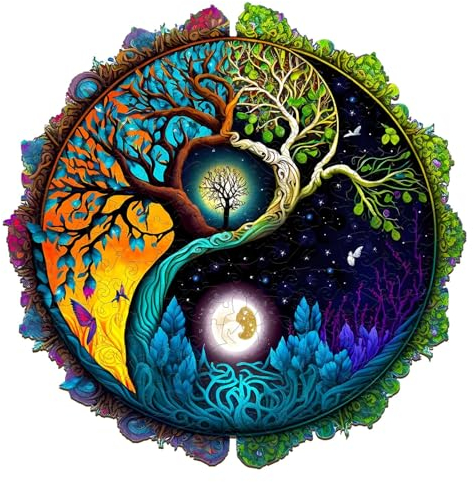 Jigfoxy Holzpuzzle Erwachsene, Baum des Lebens Holz Puzzle Erwachsen, Wooden Puzzle Holz Puzzle Erwachsen Und Kinder, Einzigartiges Lernspielzeug in Tierform für Freunde L-35 * 35cm-300pcs