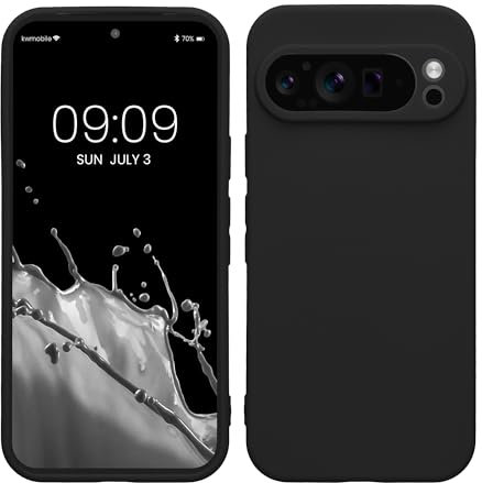 kwmobile Case Compatible with Google Pixel 9 Pro Case - Protective Slim TPU Phone Cover - Soft Matte Finish - Black Matte