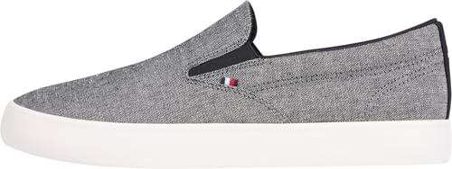 Tommy Hilfiger Uomo Sneakers Vulcanizzate Low Slip On da Infilare, Nero (Black), 42