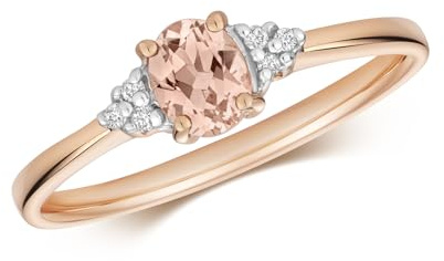 EDS Jewels Cute 9ct Rose Gold Ladies Diamond Solitaire Ring Brilliant Cut H - PK with Morganite WJS40441RSM