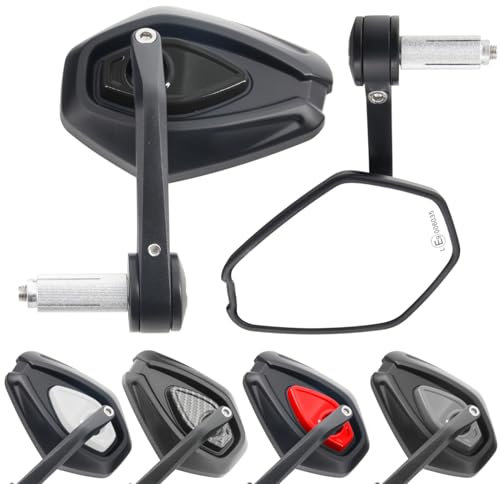Area1 universal Motorrad Lenkerendenspiegel Rückspiegel Paar e-geprüft für z.B. Duke SMC/R MT07 MT09 MT125 Z900 Z650 Z500 Z125 CMX CB 500 Hornet (Schwarz)