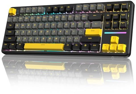 LexonElec X ATTACK SHARK X87 Tastiera Meccanica Wireless, Tri-Mode-BT/2.4G/Cablato, Sostituibile a Caldo, Interruttore lineare, 87 tasti PBT, Guarnizione, Tastiera RGB (Nero)