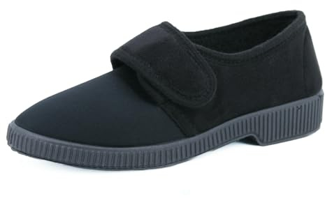 JOMIX Pantofole Donna Invernali Ciabatte da Anziani con Strappo Scarpe Lavabile in Lavatrice da Casa ITD2447 Nero 41