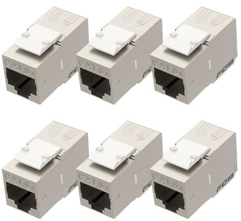 FGB Modulo Keystone 10Gbps RJ45 CAT 6A Keystone - Schermato - Keystone Jack - Presa di rete modulare senza attrezzi per cavi Ethernet - 6 pezzi