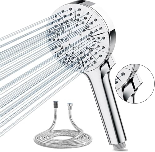 Magichome Shower Head and Hose 1.5m, 6 Modes High Pressure Shower Head with Premium Chrome Finish, One-Touch Mode Switch, Universal Bathroom Showerhead Set