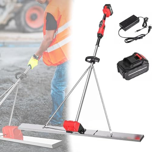 YLANMEI Tampon de nivellement de Surface en béton, vibrateur électrique sans Fil de Finition de Ciment pour Chape de 1,5 m (63 Pouces) pour Le Traitement du béton, 1 Batterie