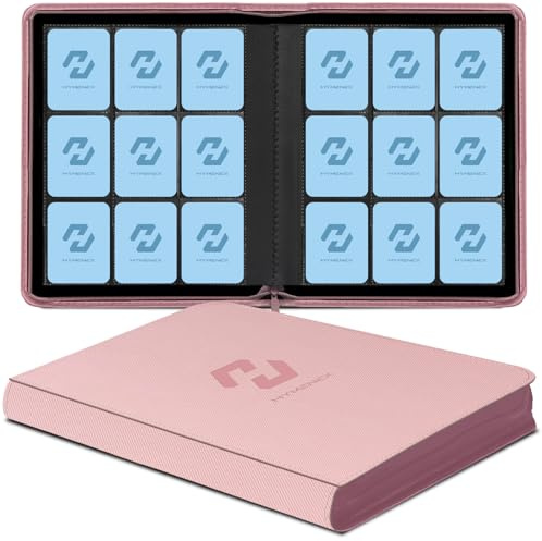 Card Binder 9-Pocket, HYMENEX Trading Card Binder 540 Pockets Side-Loading Slots Card Album Holder for Sports Game Trading Cards Organized - Pink