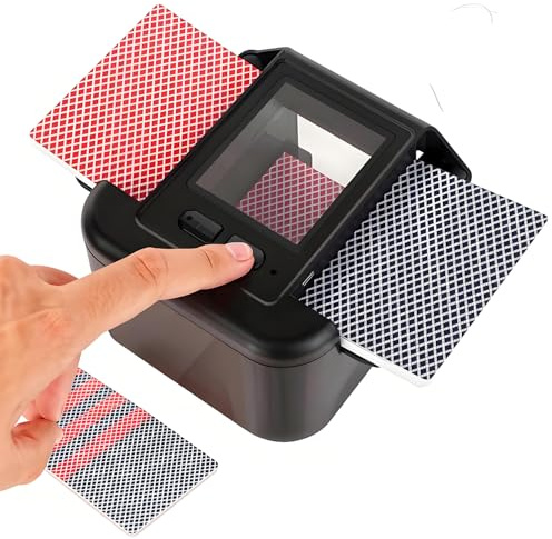 Agarte Automatic Card Shuffler Machine, 1-2 Decks 2000mAh Rechargeable Built-in Battery with AUTO & Manual Mode Electric Card Shuffler, Low-Noise foldable Poker Case for UNO, Bridge, Game Night