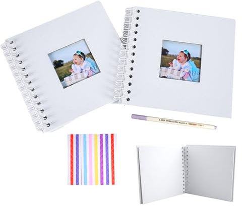 Shuqio Set di 2 Album Fotografici Fai da Te (17x17 cm), Album Portafoto Personalizzabile con 20 Pagine Ogni, Scrapbook Libro dei Ricordi per Nascita, Compleanni e Matrimoni